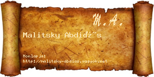 Malitsky Abdiás névjegykártya